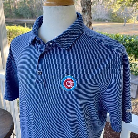Tommy Bahama Striped Chicago Cubs Polo Shirt. Size XL - Picture 4 of 9